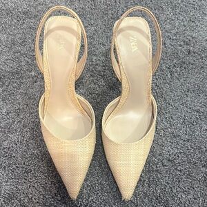 Zara Cream Stiletto Heels with Slingback